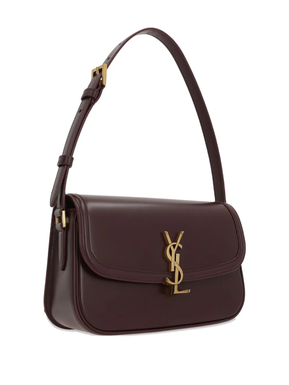 Saint Laurent logo-plaque curved shoulder bag Rood