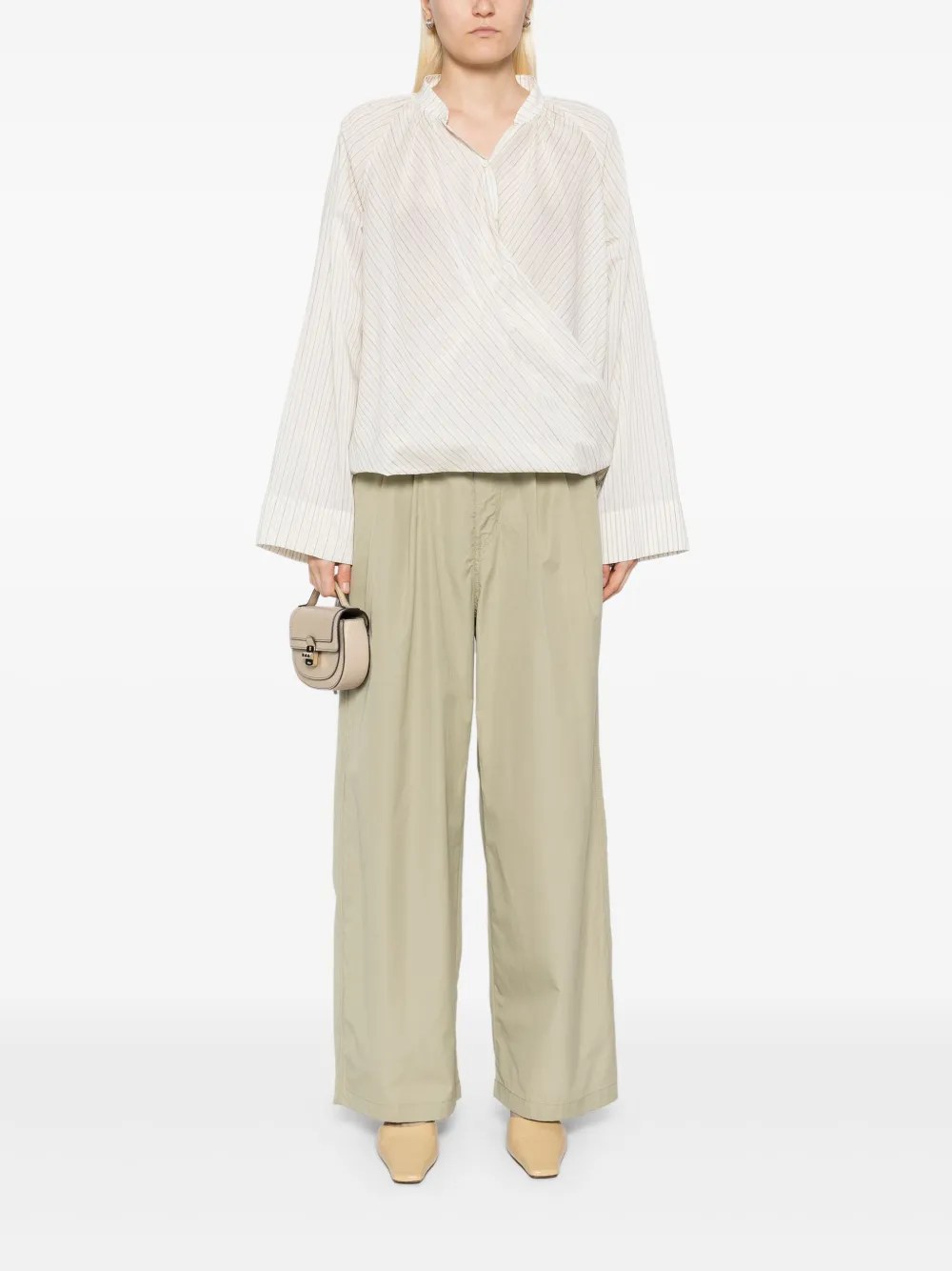 LESS Katoenen broek met wijde pijpen - Groen
