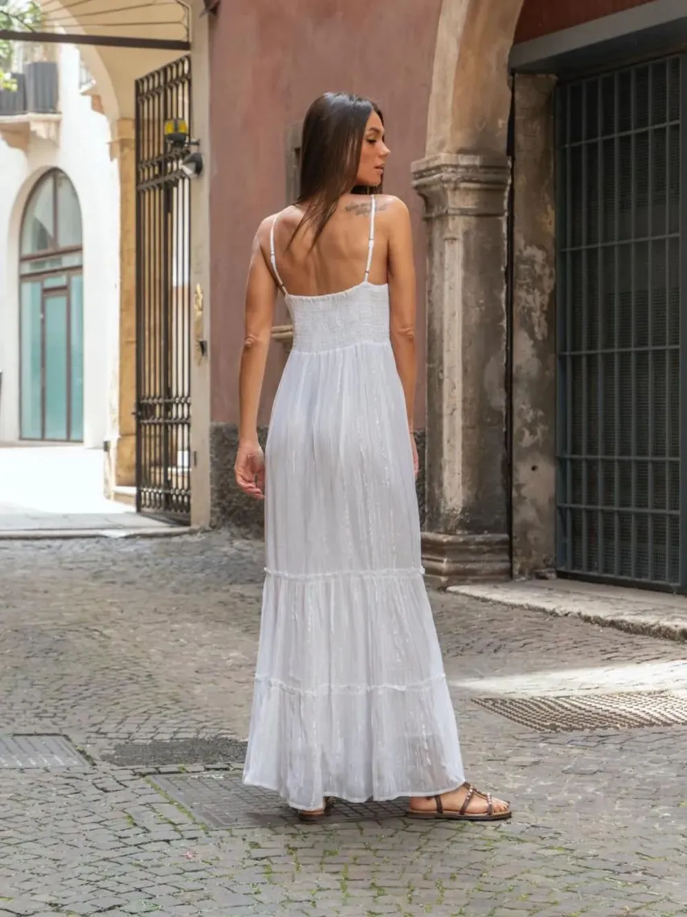 LARA ETHNICS tiered maxi dress - Wit