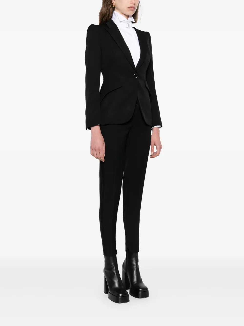 Alexander McQueen Wollen blazer met enkele rij knopen Zwart