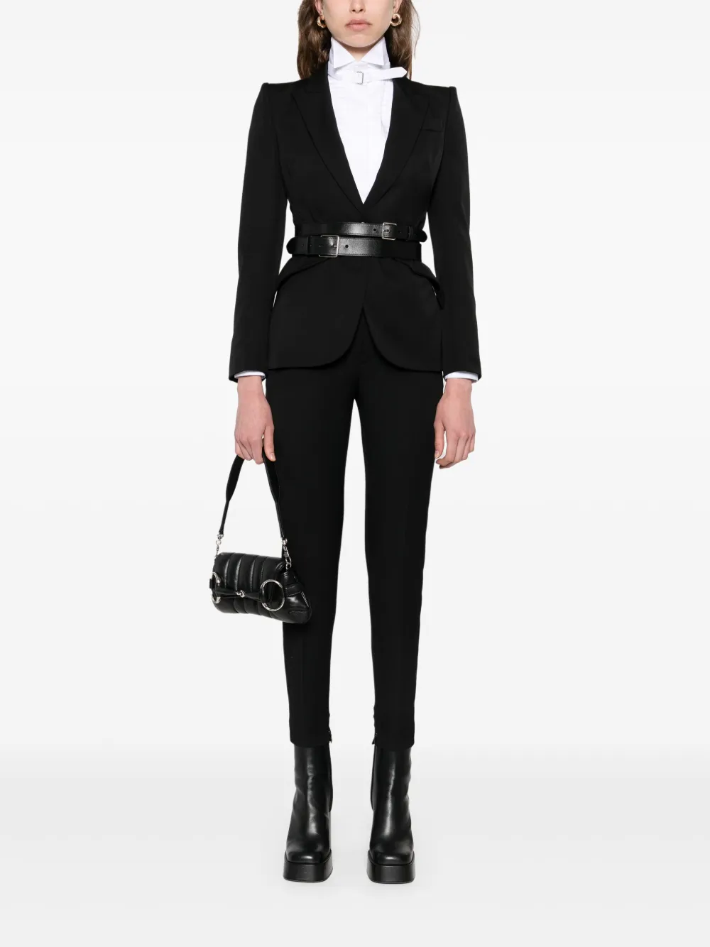 Alexander McQueen Wollen blazer met enkele rij knopen Zwart