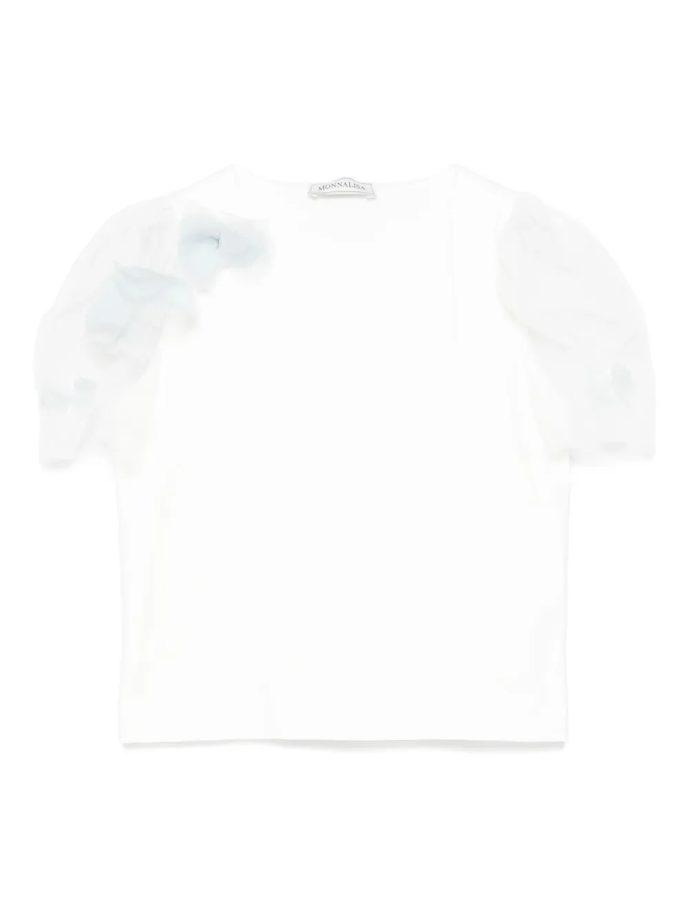 Monnalisa T-shirt met tulen mouwen Wit