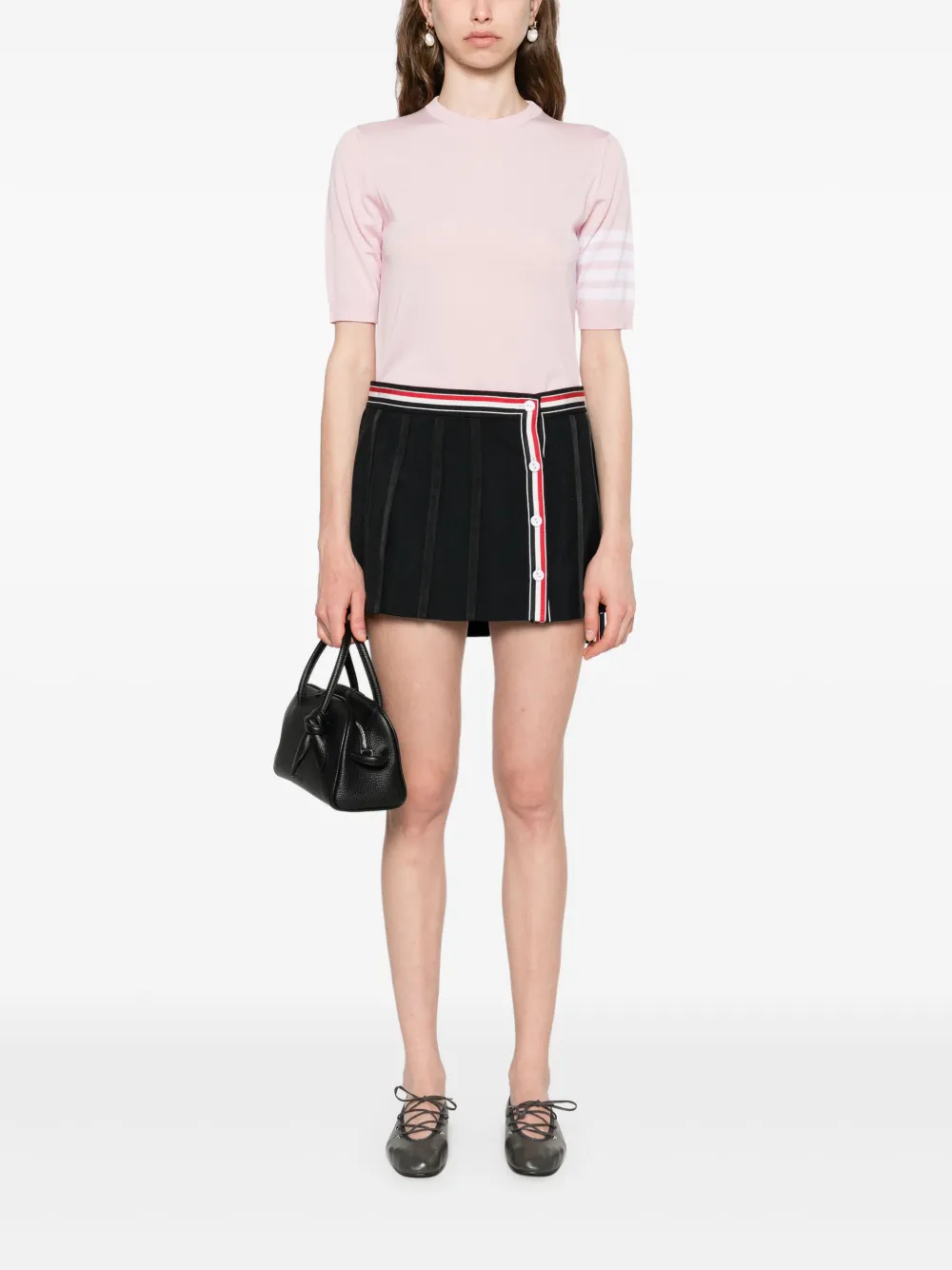 Thom Browne pleated mini skirt - Zwart