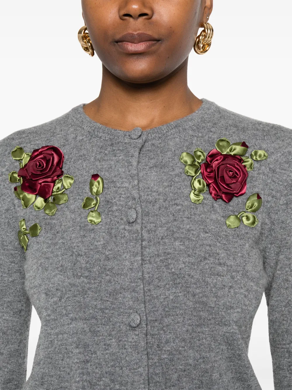 Shop Markgong Floral-appliqué Cardigan