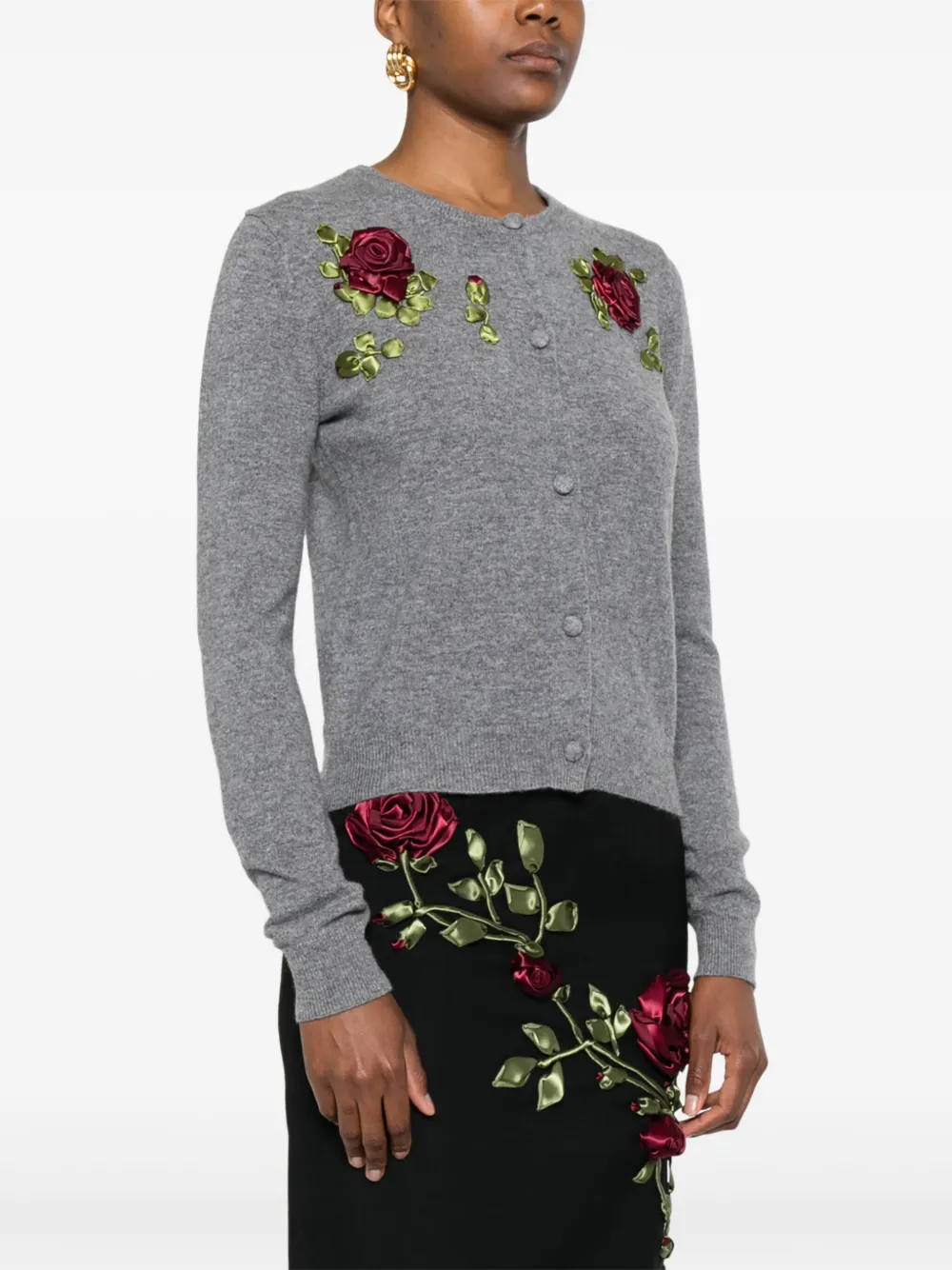 Shop Markgong Floral-appliqué Cardigan