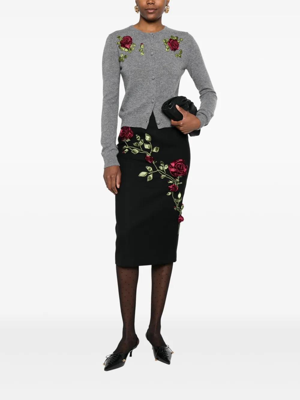 Shop Markgong Floral-appliqué Cardigan