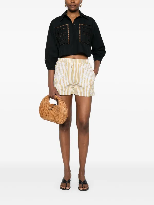 Elisabetta Franchi Striped Cotton Shorts | White | FARFETCH ID