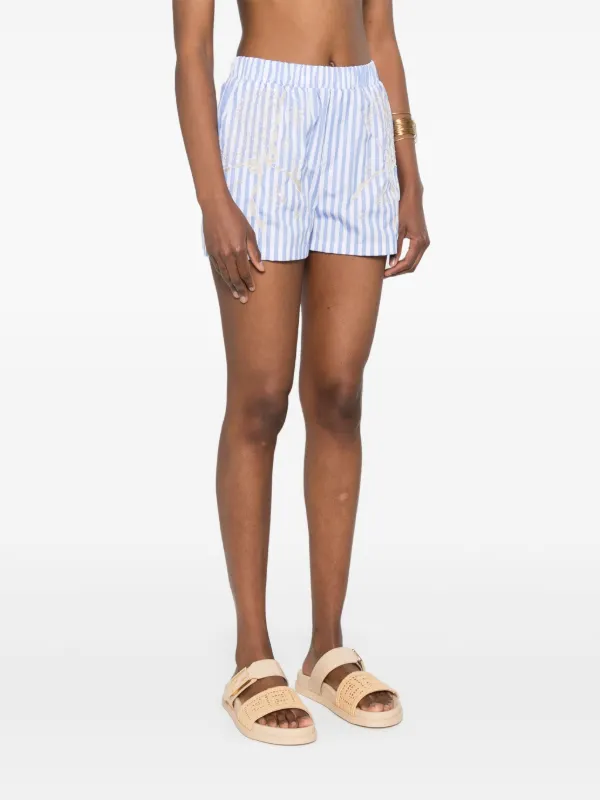 Elisabetta Franchi Striped Cotton Shorts | Blue | FARFETCH HU