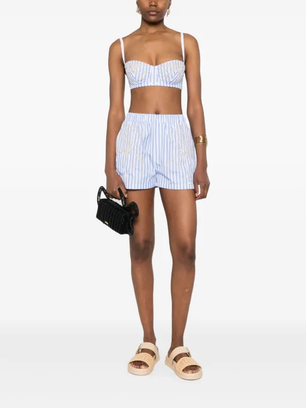 Elisabetta Franchi Shorts a Righe In Cotone | Blu | FARFETCH IT