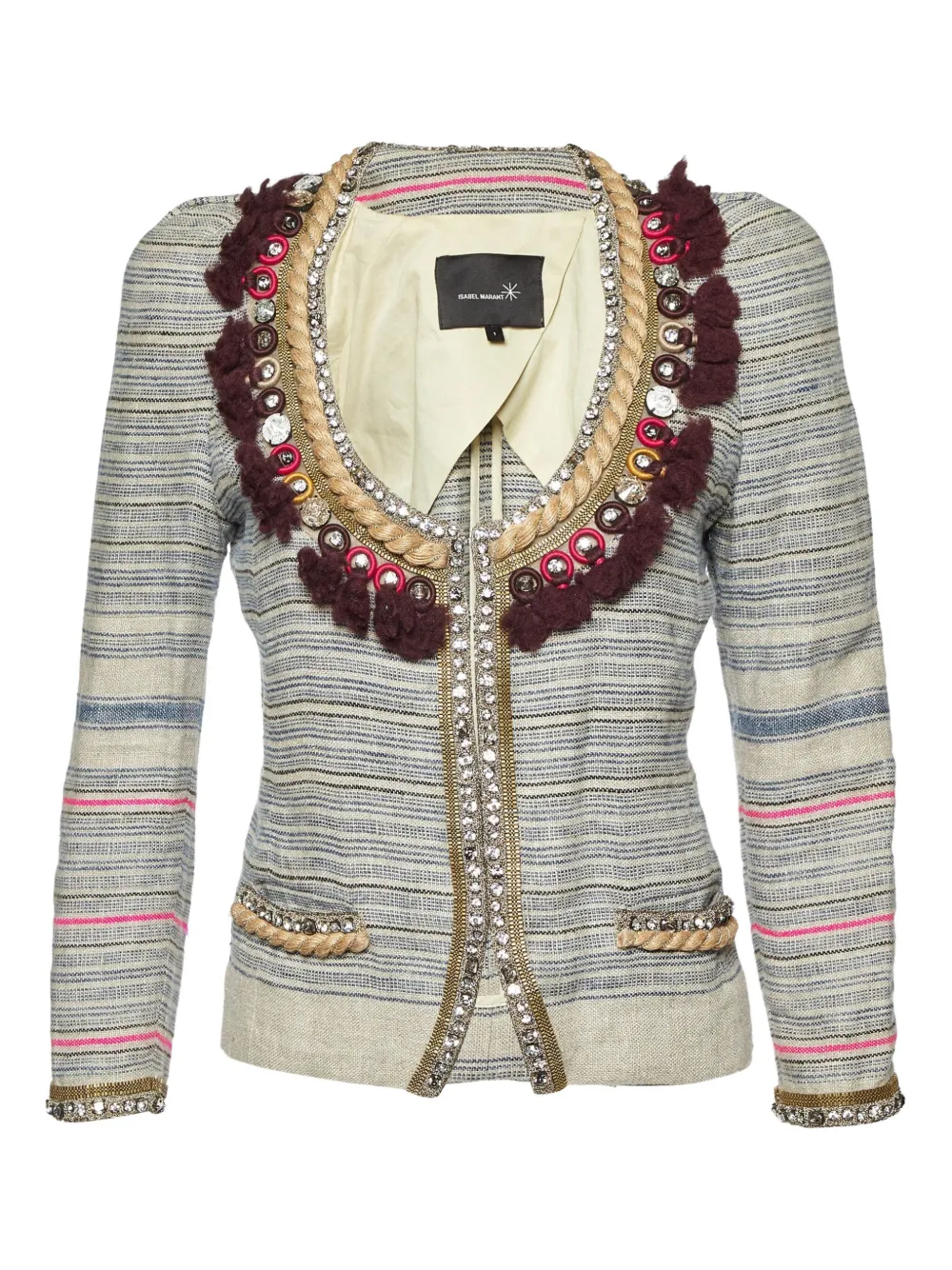 ISABEL MARANT crystal-embellished tweed jacket - Toni neutri