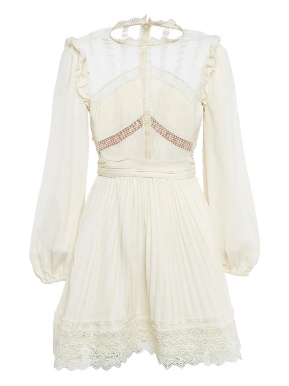 Self-Portrait Abito plissettato con pizzo - Toni neutri