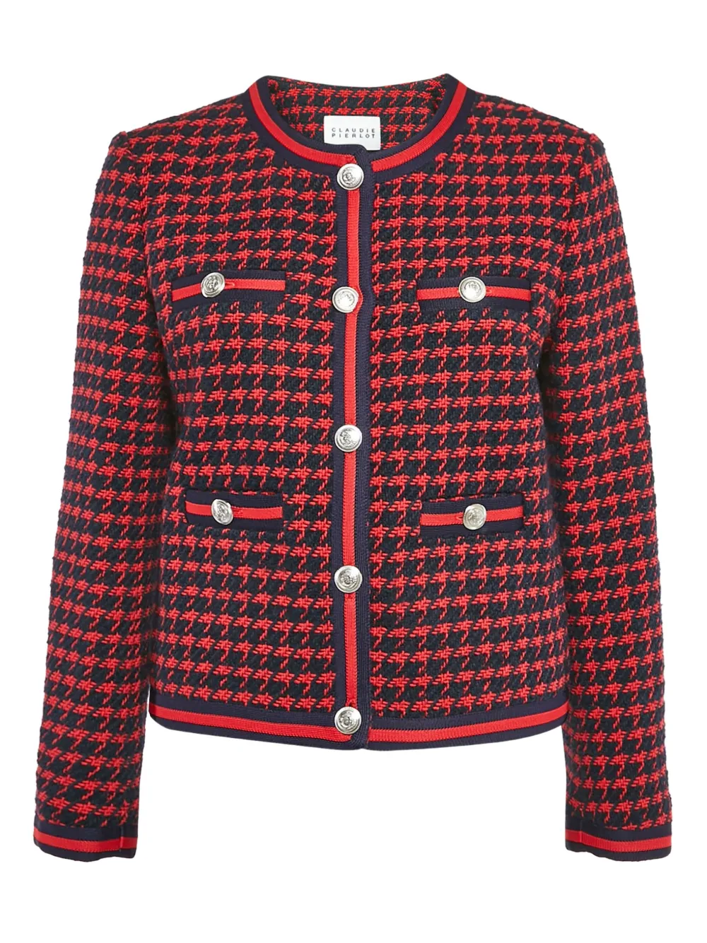 Claudie Pierlot houndstooth tweet jacket | Red | Image 1