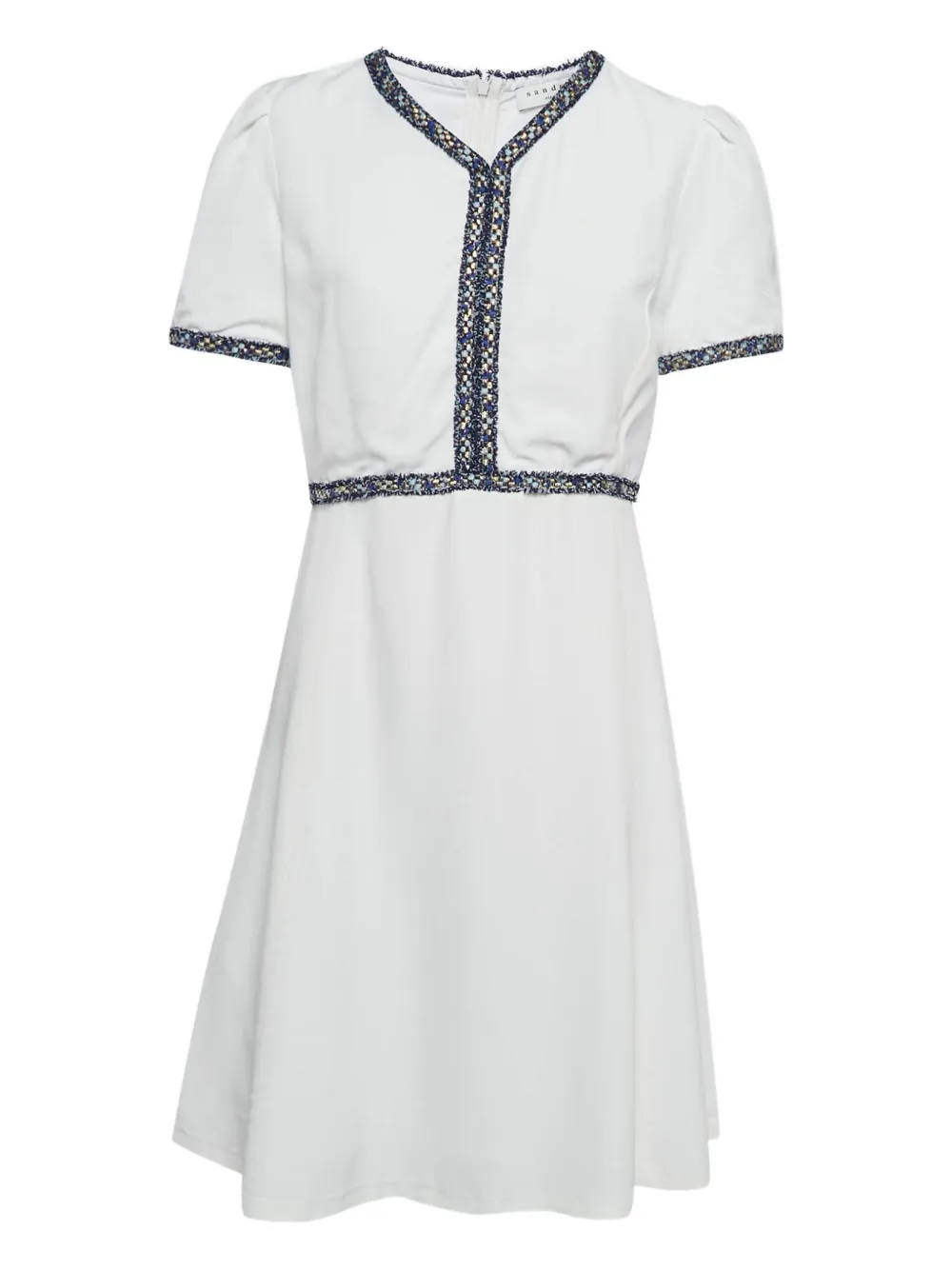 Pre-owned Sandro Embroidered-trim Dress In White