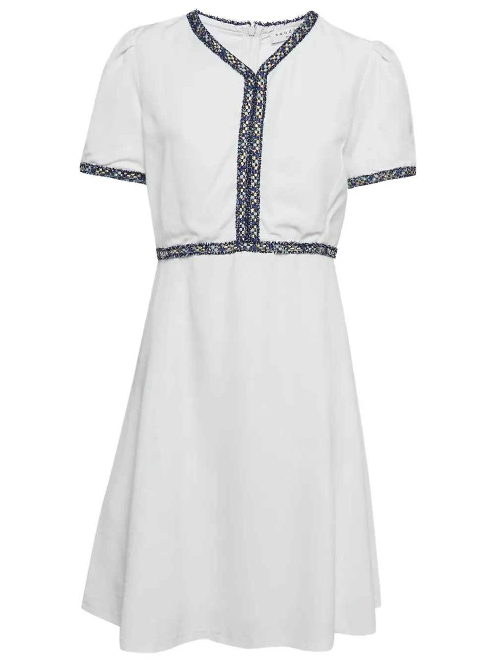 Pre-owned Sandro Embroidered-trim Dress In White