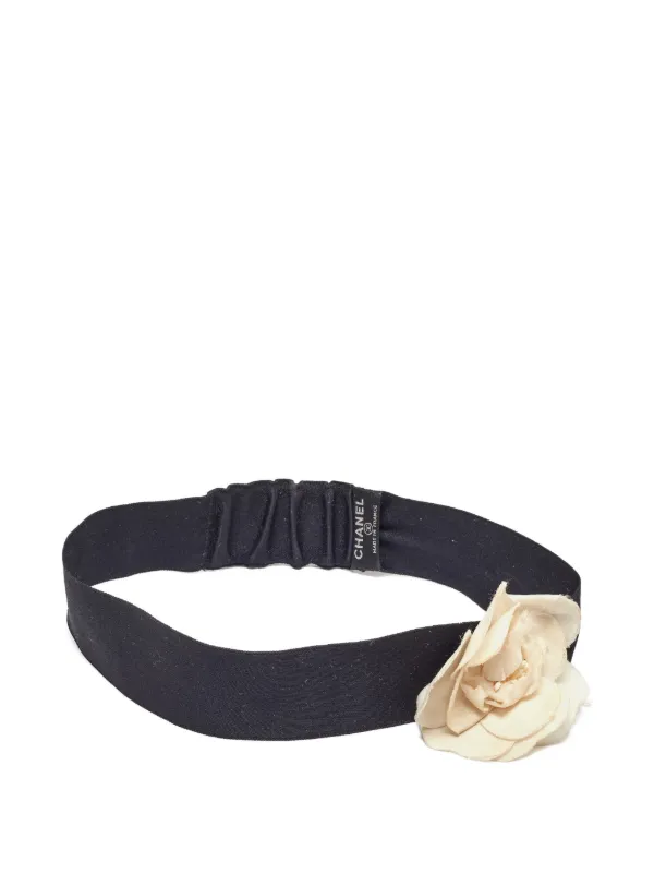 Chanel Pre-owned Satin Flower Headband in Black