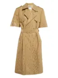 Moschino Pre-Owned eyelet-embellished trench coat - Neutrals