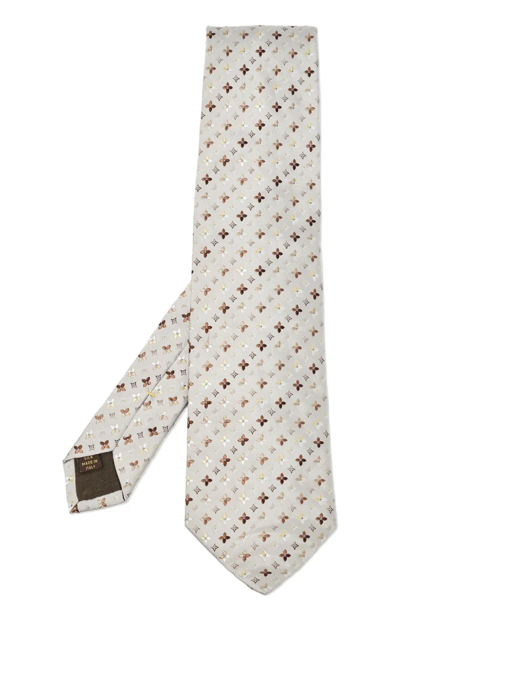 monogram-flower silk tie