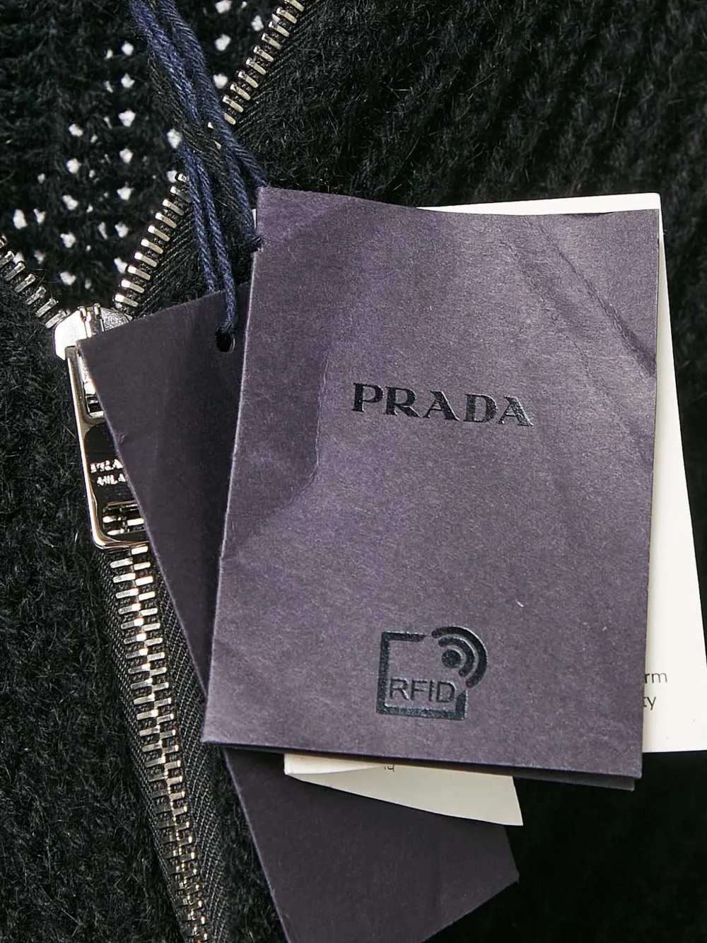 Pre-owned Prada Rib-knit Zip-up Cardigan In Black