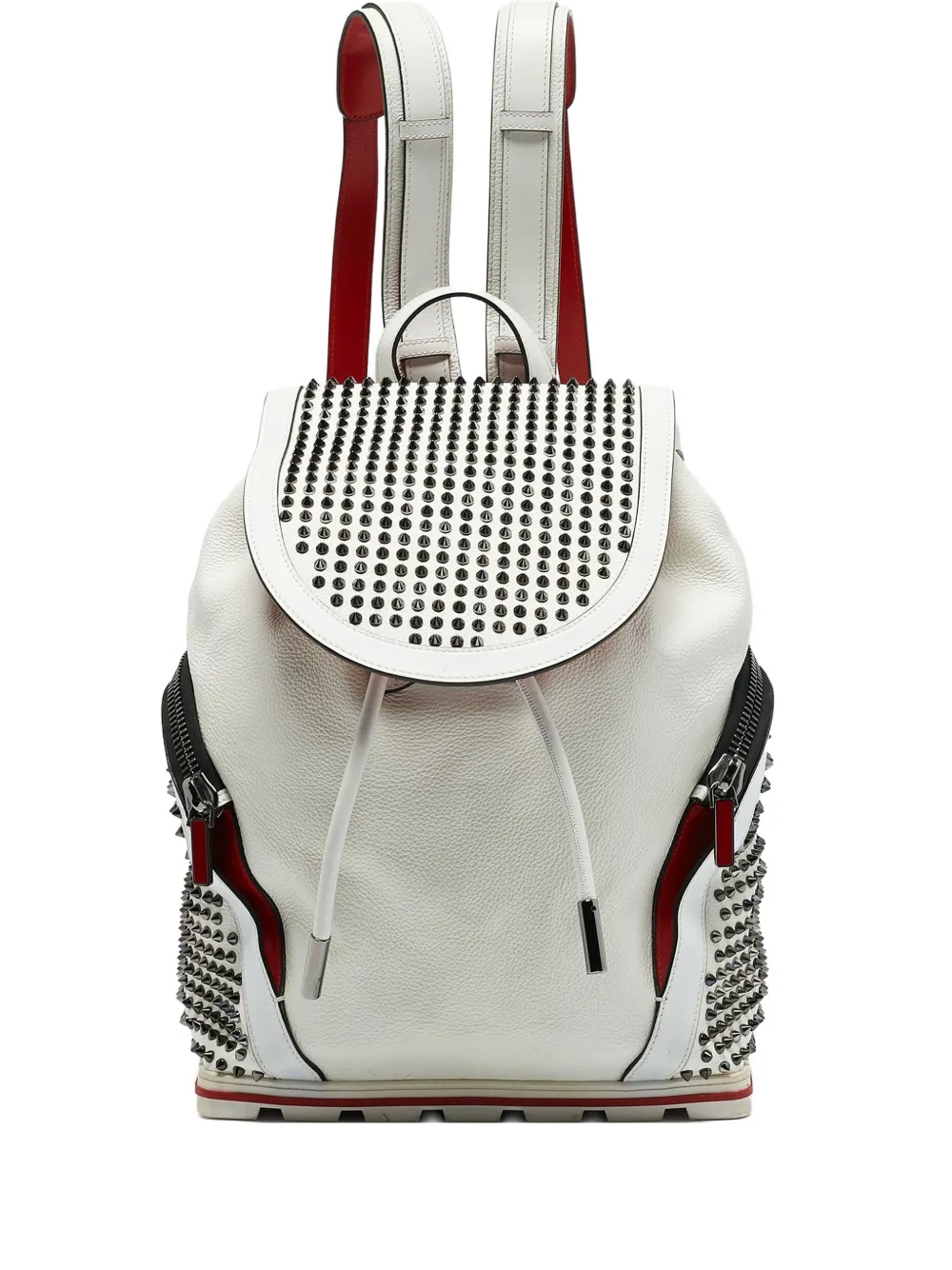 Christian Louboutin Pre-Owned Exploraunk スタッズ レザーバックパック - ホワイト Christian Louboutin Pre-Owned Exploraunk スタッズ レザーバックパック - ホワイト