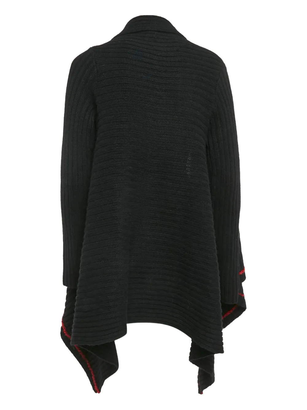 Pre-owned Zadig & Voltaire Ribbed-knit Asymmetrical Cardigan In Black
