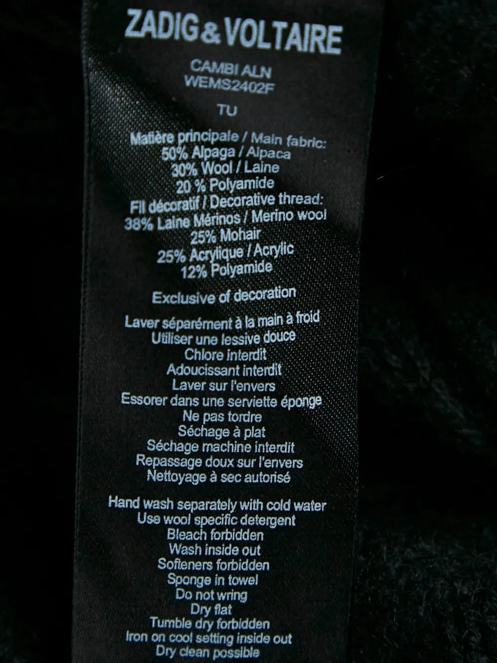 Pre-owned Zadig & Voltaire Ribbed-knit Asymmetrical Cardigan In Black