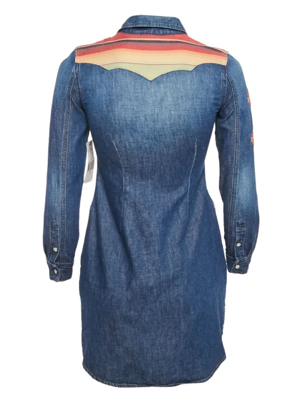 Polo Ralph Lauren Vintage Embroidered Yoke Denim Dress Blue