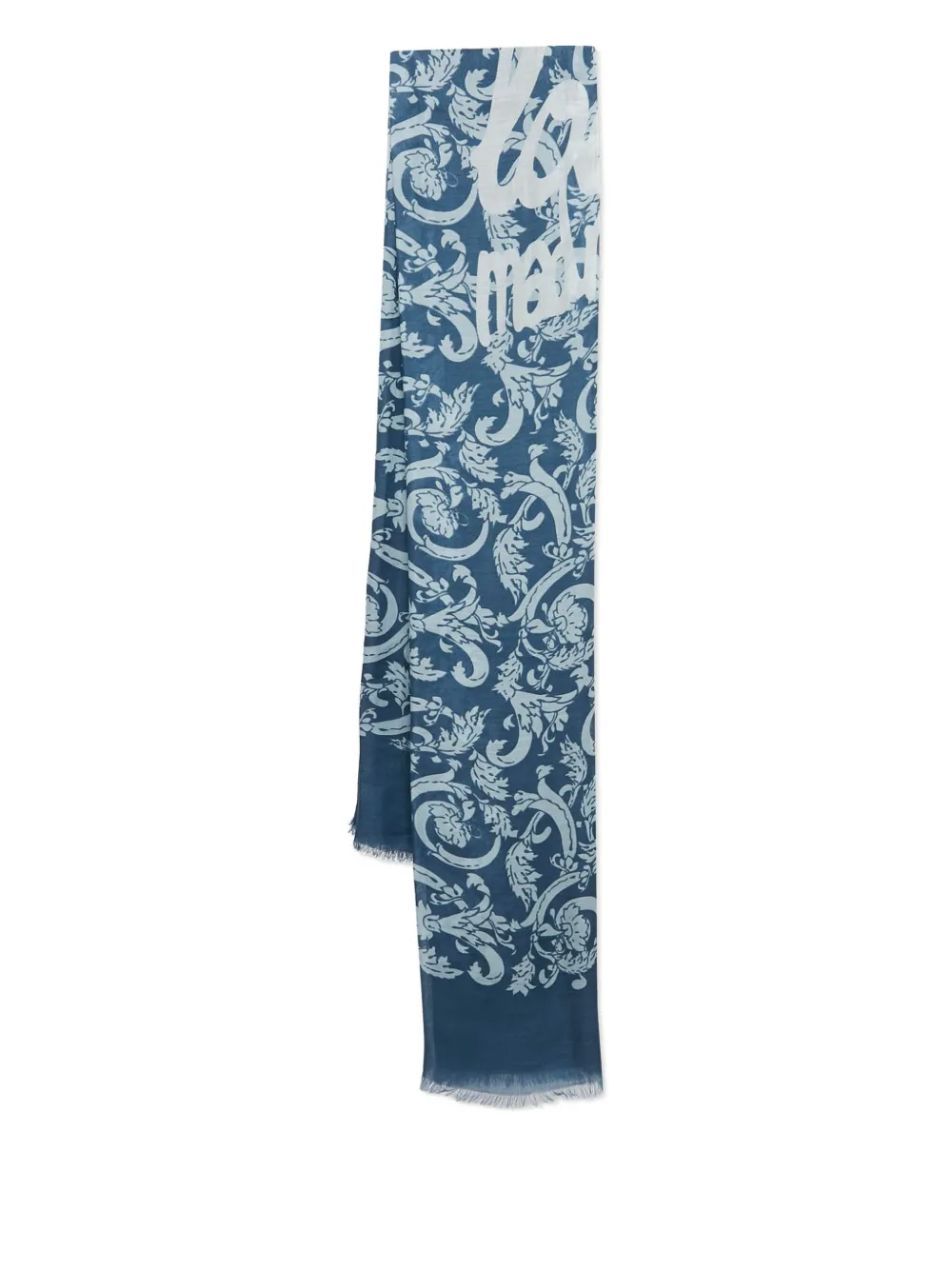 Loewe Pre-Owned cashmere cotton floral scarf - ブルー Loewe Pre-Owned cashmere cotton floral scarf - ブルー