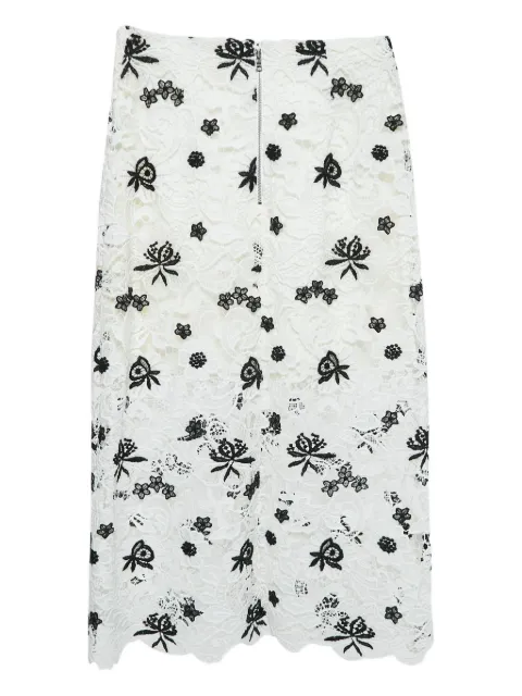 alice + olivia floral-lace skirt