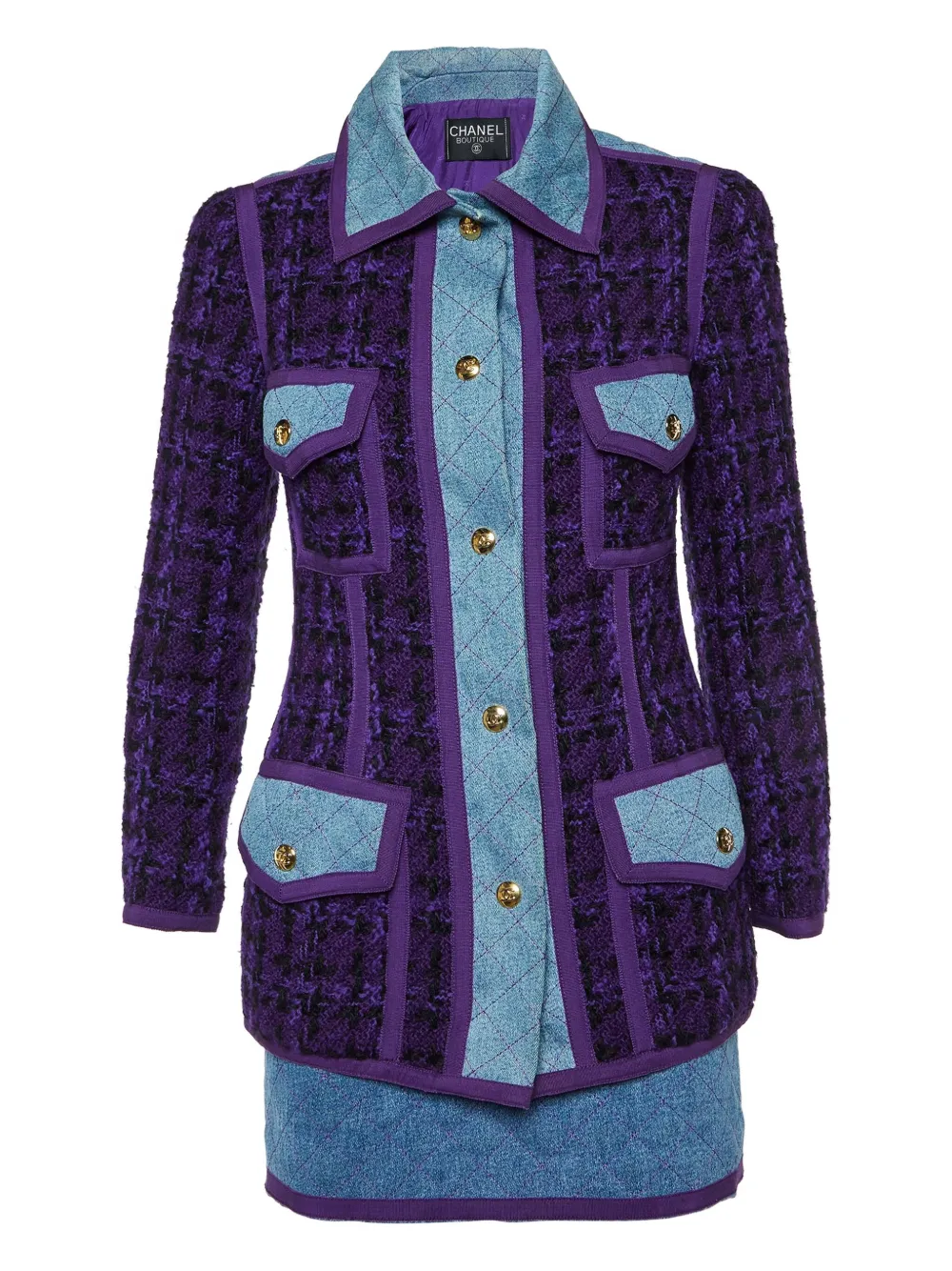 CHANEL Pre-Owned tweed mini dress | Blue | Image 1
