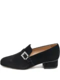 Stuart Weitzman velvet crystal-buckle loafers - Black