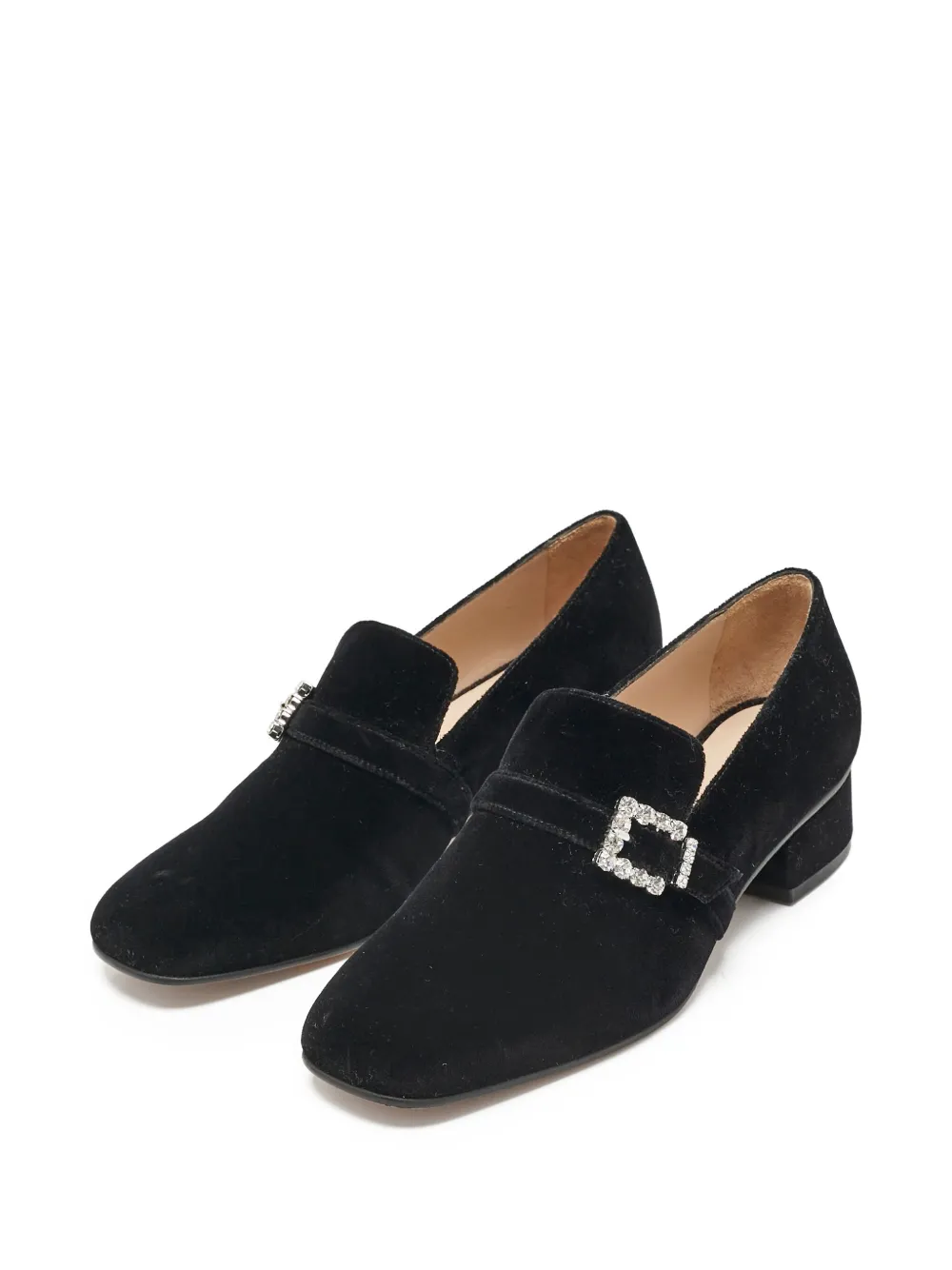 Stuart Weitzman velvet crystal-buckle loafers | Pre-Owned | Image 2