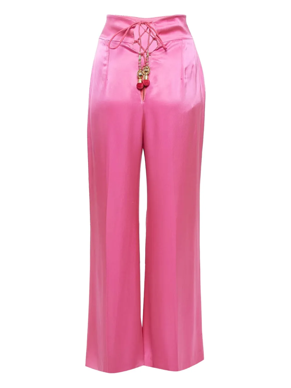 David Koma lace-up satin trousers | Pink | Image 1