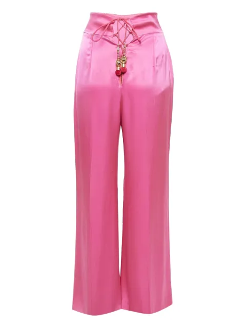 David Koma lace-up satin trousers