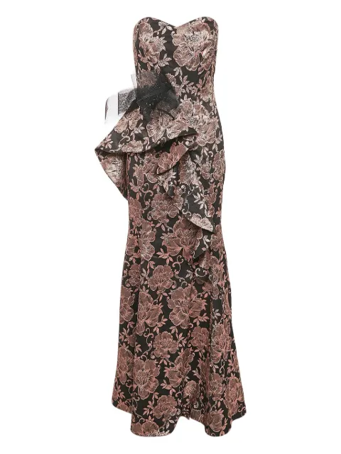 Badgley Mischka metallic floral jacquard maxi dress