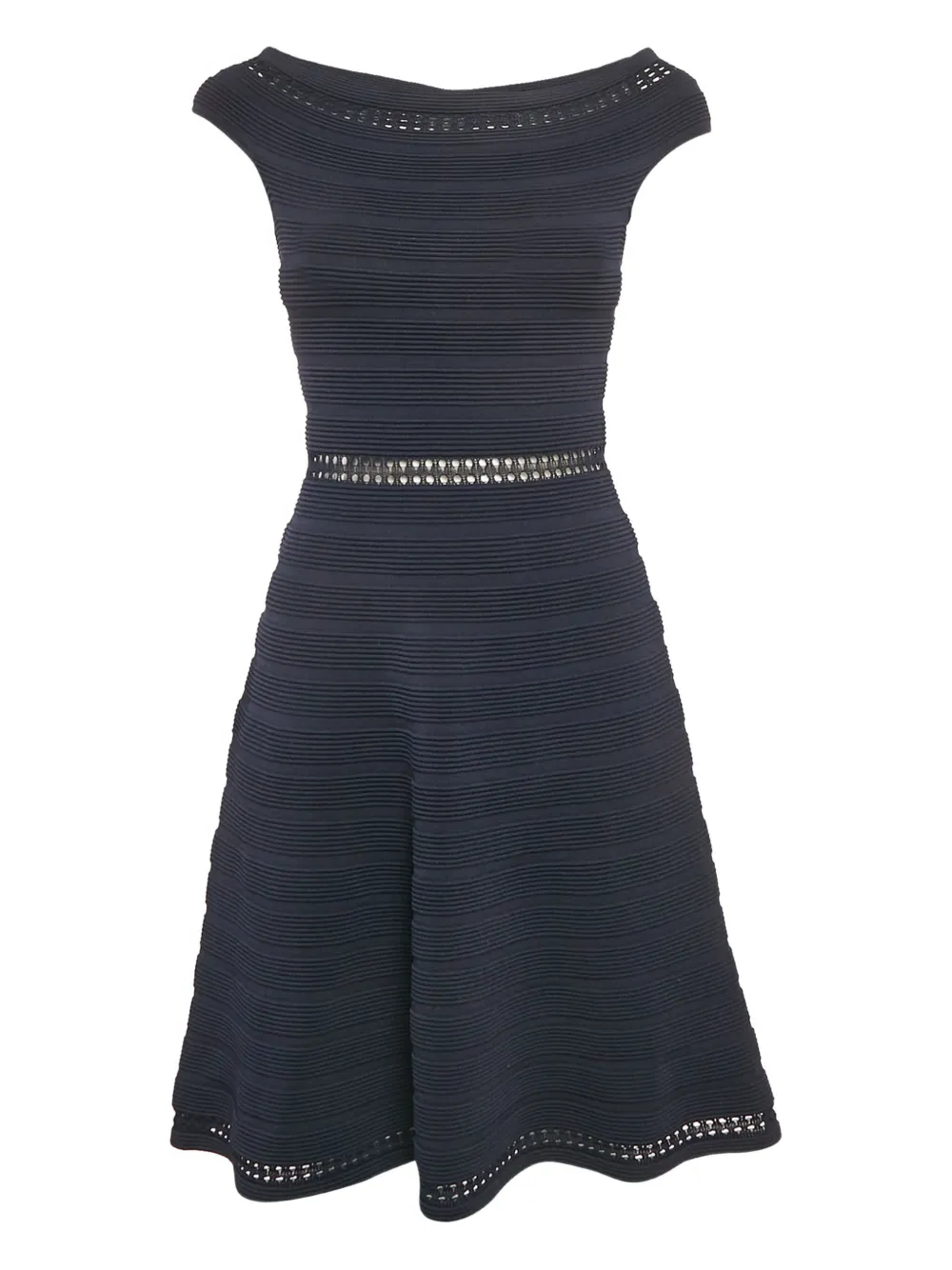 SANDRO Geripptes Midikleid mit Lochmuster - Blau