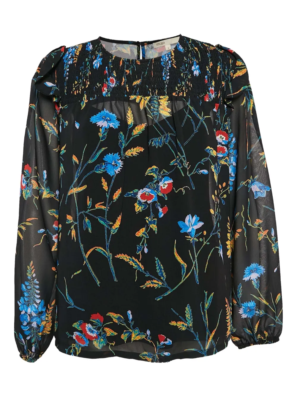 pre-owned floral-print smocked blouse