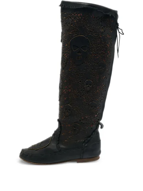Philipp Plein perforated-design knee-high boots 