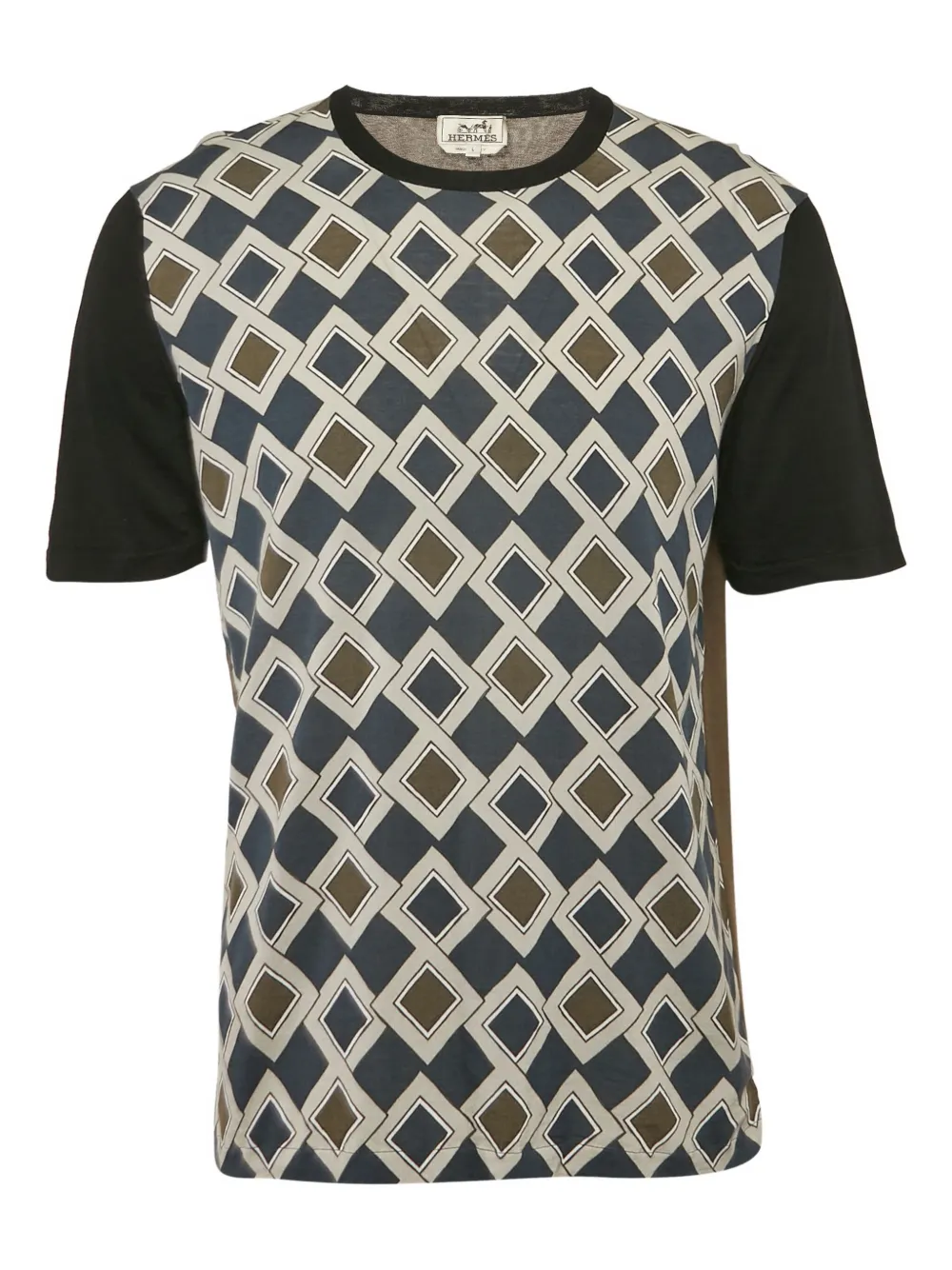Hermès Pre-Owned geometric-print cotton T-shirt | Brown | Image 1
