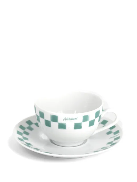 CAFÉ KITSUNÉ Set tazza da tè e piattino a quadri