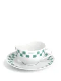 CAFÉ KITSUNÉ checked tea cup and saucer set - White