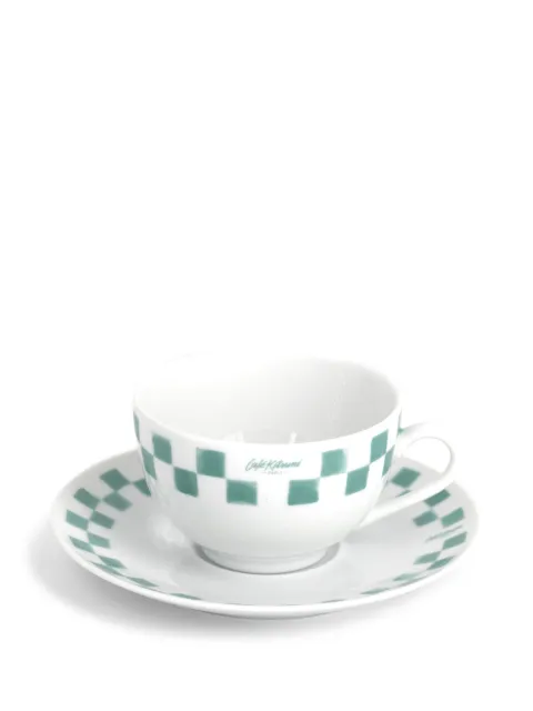 CAFÉ KITSUNÉ checked tea cup and saucer set