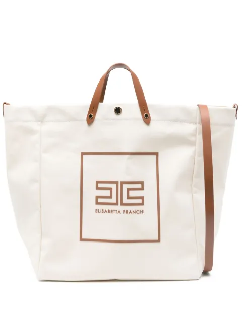 Elisabetta Franchi logo-print cotton tote bag