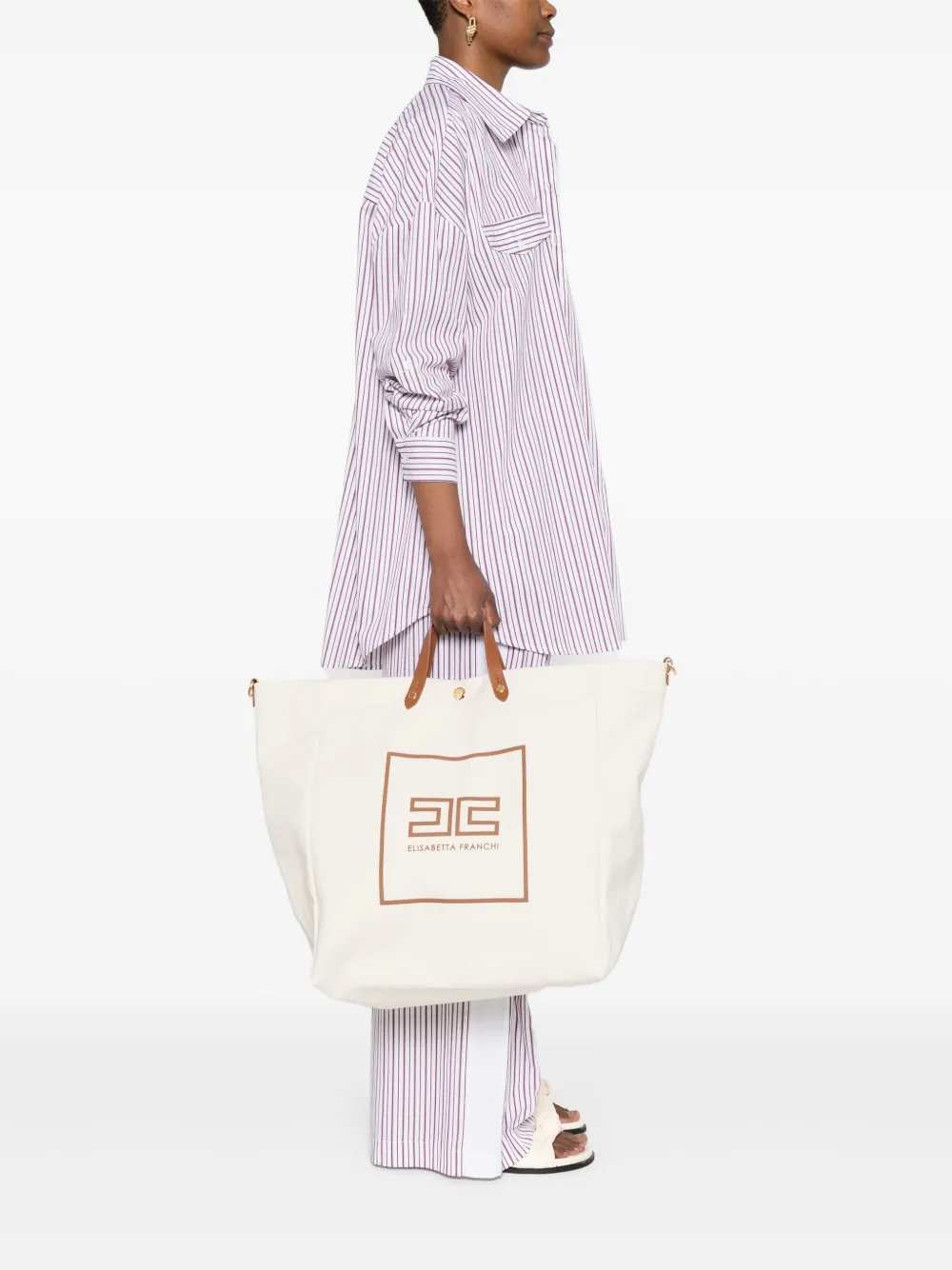 Elisabetta Franchi tote de algodón con logo estampado | Image 2