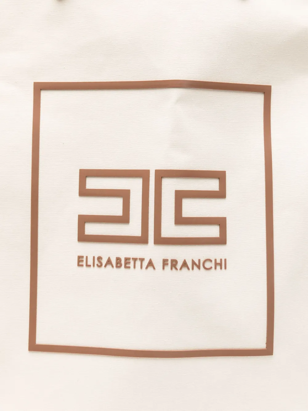 Elisabetta Franchi Katoenen shopper met logoprint Beige