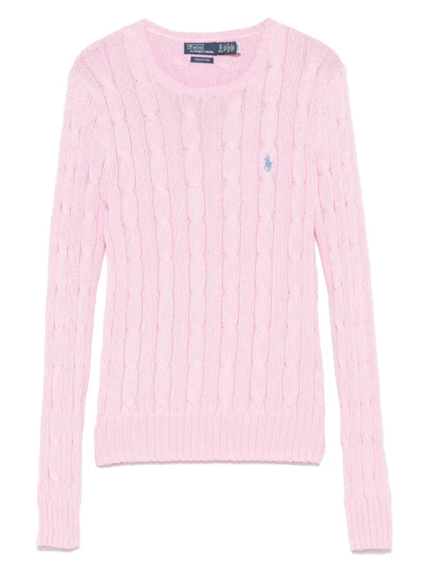 Polo Ralph Lauren Cable-knit Cotton Crewneck Jumper in Pink