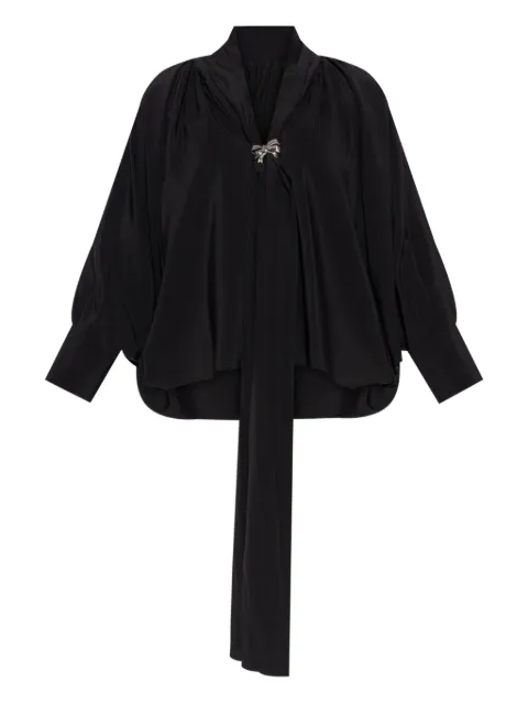 Max Mara blusa de seda con moño en la parte delantera