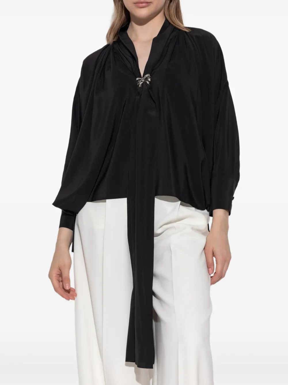 Max Mara Blouse met gestrikte voorkant Zwart