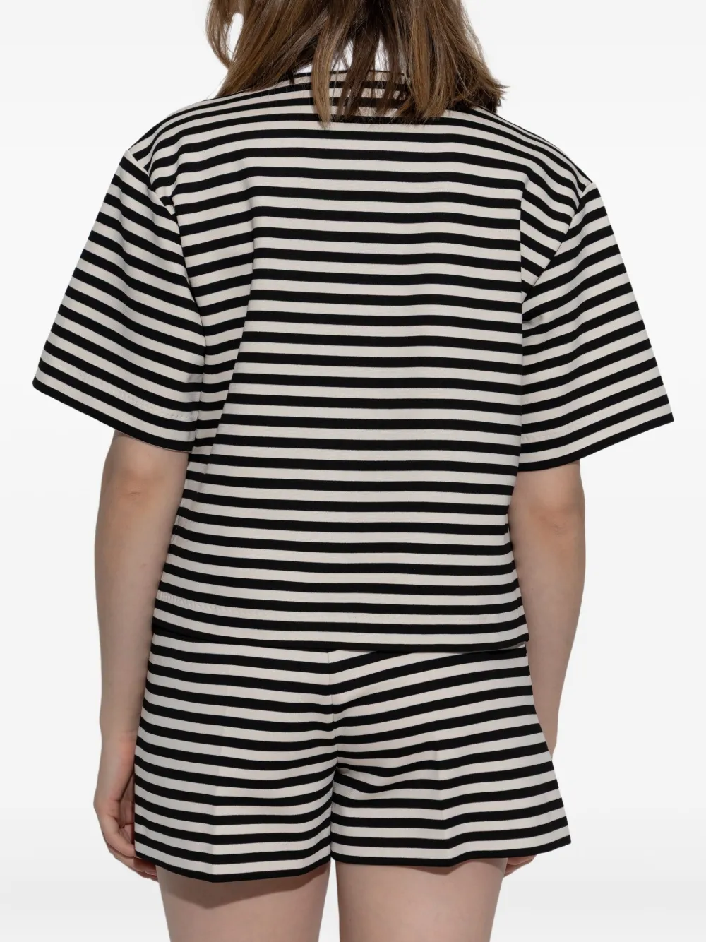 Max Mara Gestreepte blouse met korte mouwen Zwart