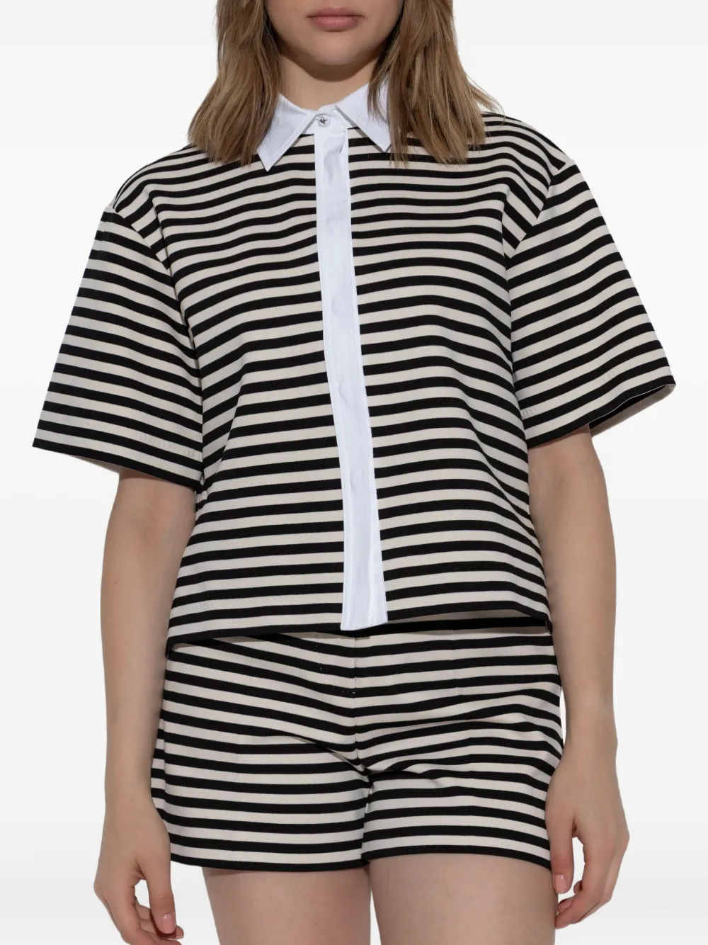 Max Mara Gestreepte blouse met korte mouwen Zwart