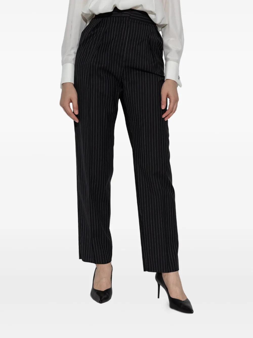 Max Mara Wollen broek met krijtstreep Zwart